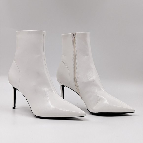 Jeffrey Campbell Women Daring White Vegan Patent Leather Pointy
